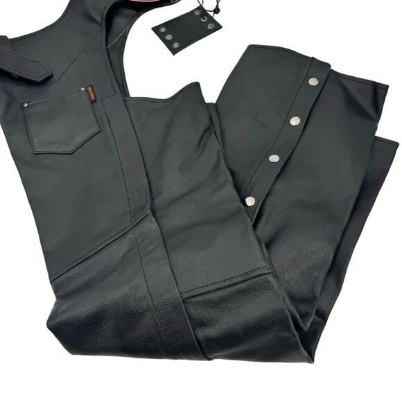 NWT Hot Leathers CHM1005 Fully Lined Motorcycle Unisex Black Leather Biker Chaps - Picture 7 of 9